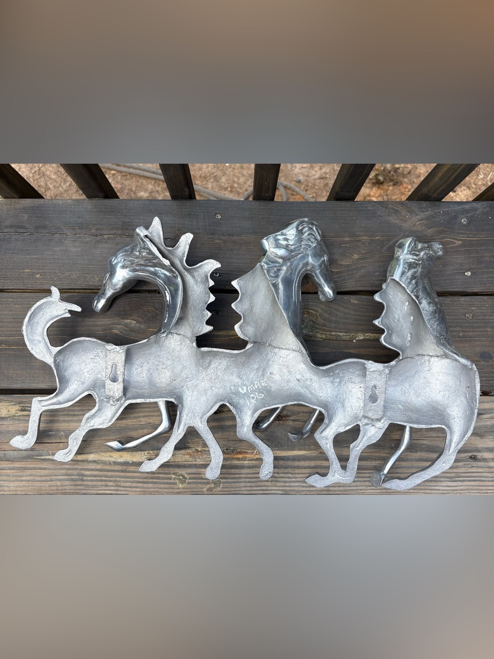 Silver Metal Trio of Wild Horses Wall Art Sculpture - Picture 2 of 6